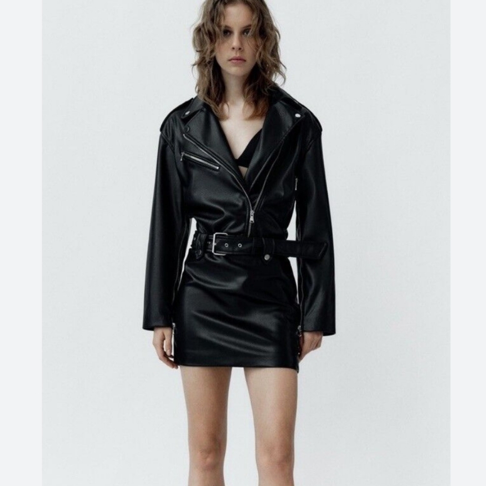 🆕️ Zara Faux Leather Zippered Dress